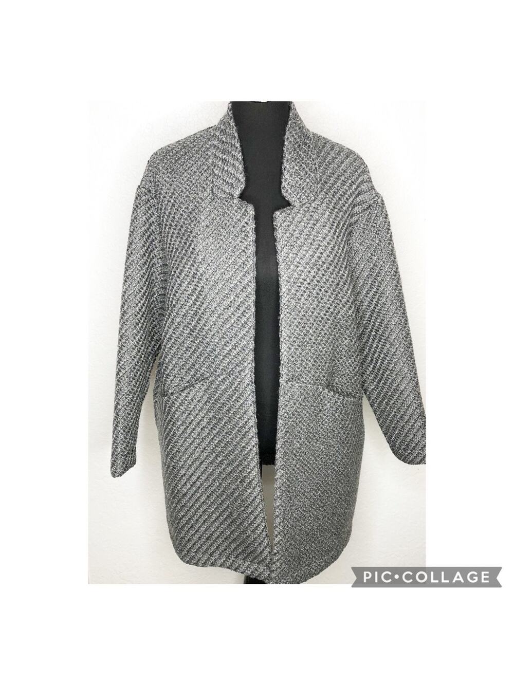 Capsule Your Ultimate Wardrobe Staples gray wool blend open front jacket size 14